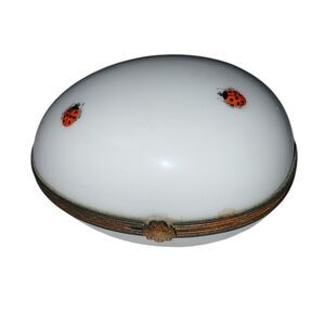 Vintage Limoges France Porcelain Trinket Box Hand-Painted Ladybug Gilt Mount